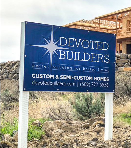 Devoted Builders located in Washington State sign board