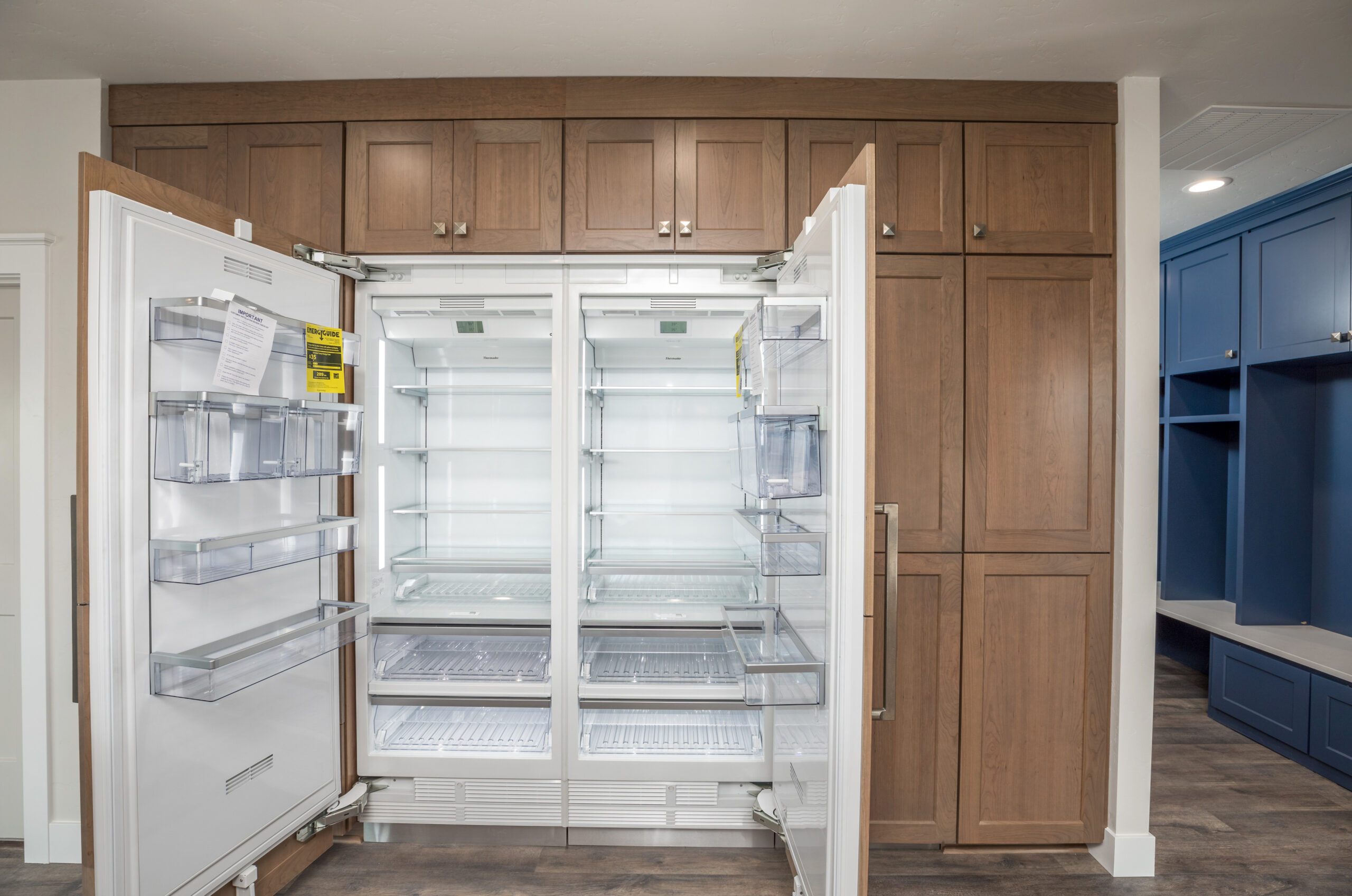 Double door kitchen refrigerator.